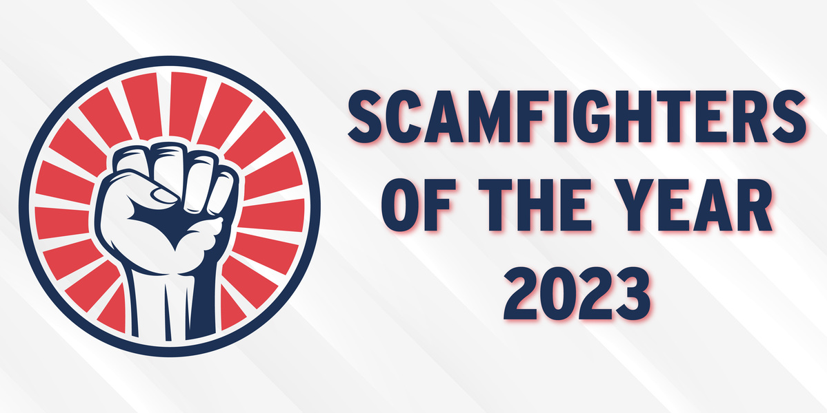 Ayleen Charlotte (Tinder Swindler Victim) and AA419 honored as Scam Fighters of the Year 2023